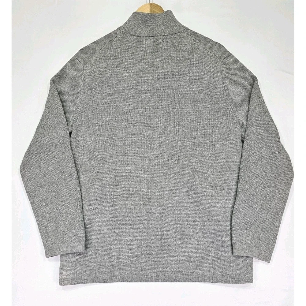 Banana Republic Men Large Grey Quarter Half Zip Thick Warm Cozy Sweater W Pocket
